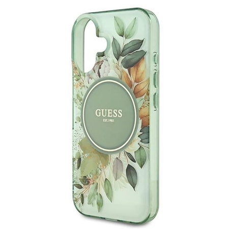 Pouzdro Guess IML Flower & Tonal Circle MagSafe - iPhone 16 (zelené)