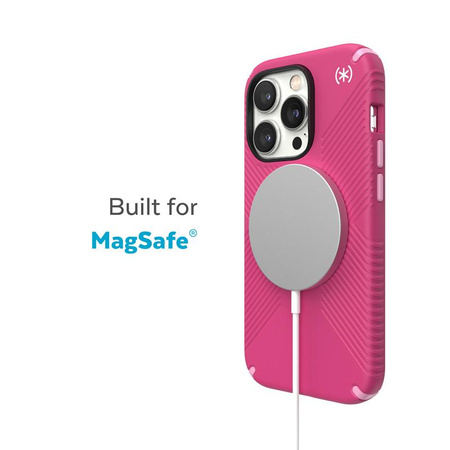 Speck Presidio2 Grip MagSafe - Coque antidérapante pour iPhone 14 Pro Max (Digitalpink / Blossompink / White)