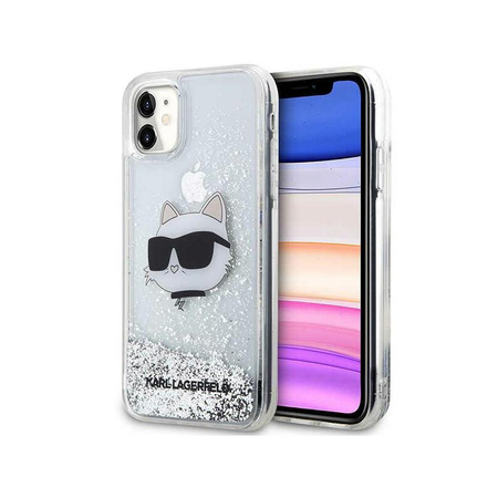 Karl Lagerfeld Liquid Glitter NFT Choupette Head - iPhone 11 Case (silver)