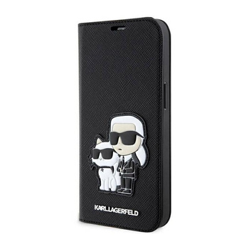 Karl Lagerfeld Booktype NFT Saffiano Karl & Choupette - iPhone 14 Pro Tasche (Schwarz)
