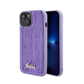 Guess Sequin Script Metal - iPhone 15 tok (lila)