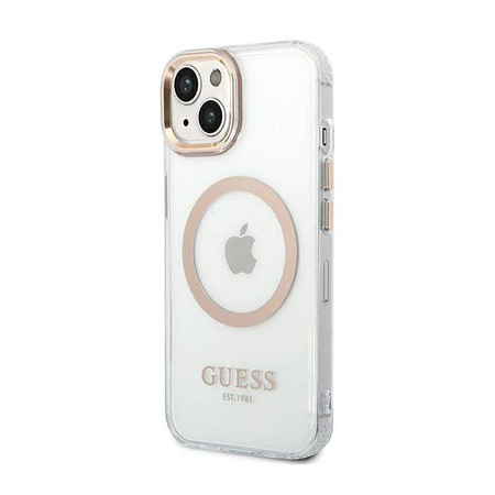 Guess GUHMP14SHTRMD iPhone 14 6,1" złoty/gold hard case Metal Outline Magsafe