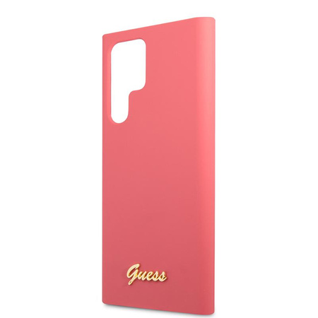 Guess Silicone Script Metal Logo - Samsung Galaxy S22 Ultra Case (fuchsia)