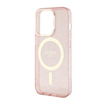 Guess Glitter Gold MagSafe - Case for iPhone 14 Pro (Pink)