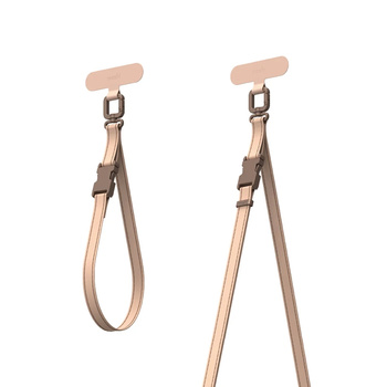 Moshi 2-in-1 Wrist & Body Strap with Adapter - Cordino per telefono in ecopelle (marrone Milktea)
