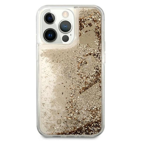Guess Liquid Glitter Charms - pouzdro pro iPhone 13 Pro Max (zlaté)