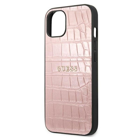 Guess Croco Stamp Lines - Etui iPhone 13 mini (różowy)