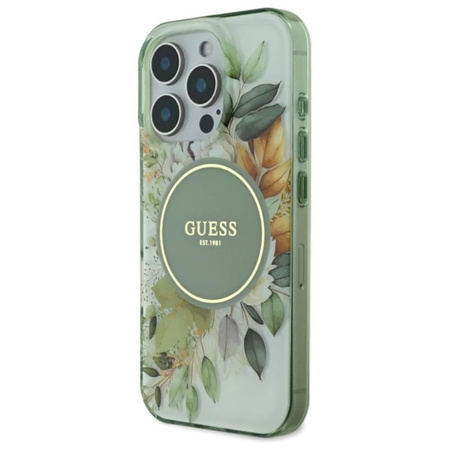 Guess IML Flower & Tonal Circle MagSafe - Hülle iPhone 16 Pro (Grün)