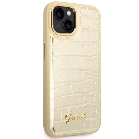 Guess Croco Collection - Hülle für iPhone 14 Plus (Gold)