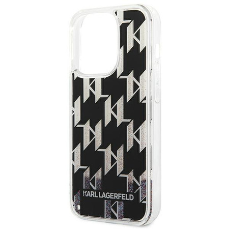 Karl Lagerfeld Monogram Liquid Glitter - Case for iPhone 14 Pro Max (Black)