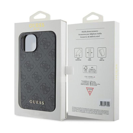 Guess 4G Metal Gold Logo - Coque pour iPhone 15 Plus (gris)
