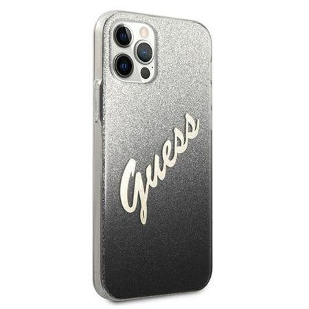 Guess Glitter Gradient Script - iPhone 12 Pro Max Tasche (Schwarz)