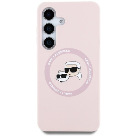Karl Lagerfeld Silicone Double Heads And Circle MagSafe - Case for Samsung Galaxy S25+ (Pink)