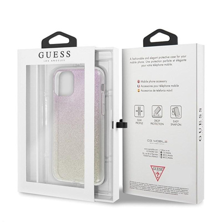 Guess Glitter Gradient - iPhone 11 Pro Tasche (Gold/Rosa)