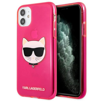 Karl Lagerfeld Choupette Head - pouzdro pro iPhone 11 (fluo růžové)