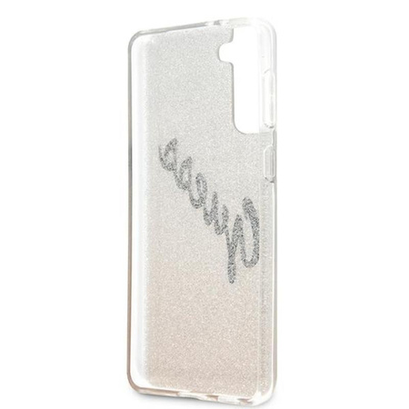 Guess Glitter Gradient Script - pouzdro pro Samsung Galaxy S21 (zlaté)