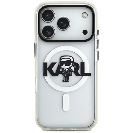 Karl Lagerfeld IML Karl Sketch Logo MagSafe - Custodia per iPhone 17 Pro (trasparente)