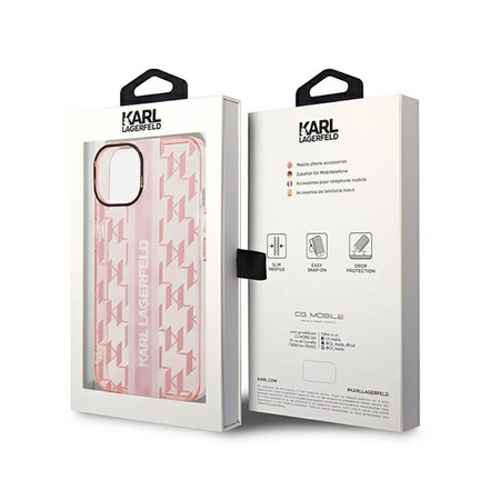 Karl Lagerfeld Mono Vertical Stripe - Hülle für iPhone 14 Plus (Rosa)