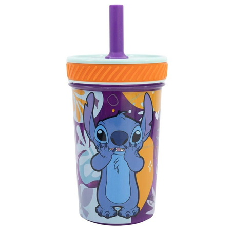 Disney Stitch - Tazza antiribaltamento Dropsafe con cannuccia in silicone della collezione Aloha 370 ml