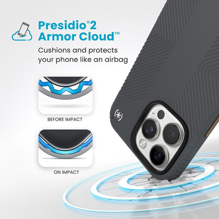 Speck Presidio2 Grip - pouzdro pro iPhone 16 Pro Max (Charcoal Grey / Cool Bronze / White)