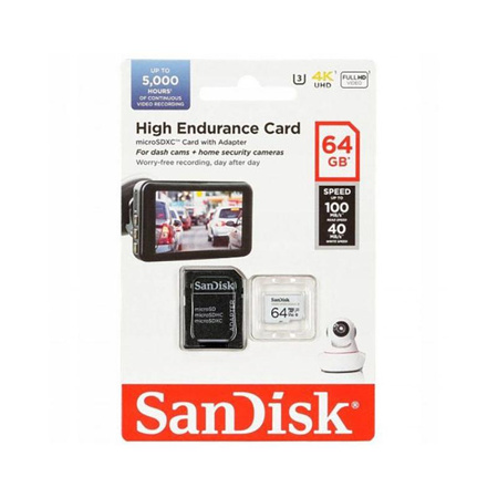 SanDisk High Endurance microSDXC - Paměťová karta 64 GB Class 10 UHS-I 100/40 MB/s s adaptérem