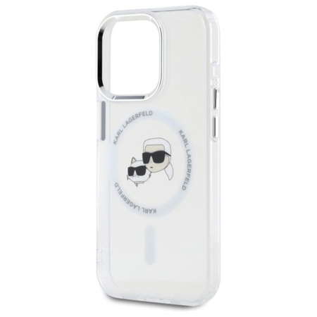 Karl Lagerfeld IML Metal Karl & Choupette Head MagSafe - Hülle für iPhone 15 Pro Max (weiß)