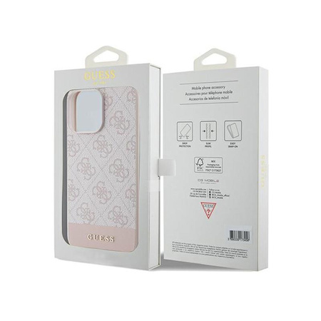 Guess 4G Bottom Stripe Collection - pouzdro pro iPhone 15 Pro Max (růžové)