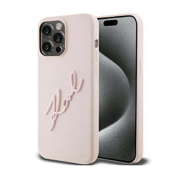 Karl Lagerfeld Silikonové pouzdro Karl Script - iPhone 15 Pro Max (růžové)