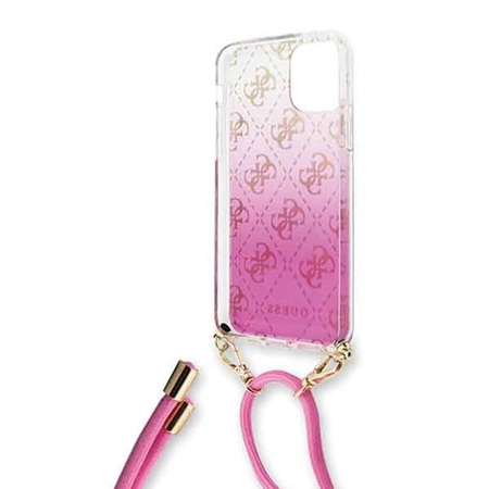 Guess 4G Gradient Hard Case - Coque avec dragonne amovible iPhone 11 (Rose)