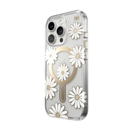 Speck Presidio Lux ClickLock & MagSafe - iPhone 16 Pro Case (Sunshine Daisies / Clear / Gold)