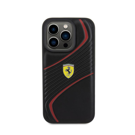 Ferrari Twist Metal Logo - Case for iPhone 15 Pro (Black)