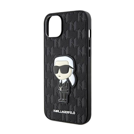 Karl Lagerfeld Saffiano Monogram NFT Ikonik - Coque pour iPhone 14 Plus (Noir)
