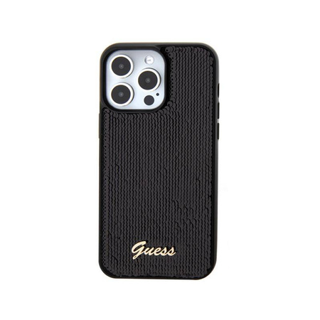 Guess Sequin Script Metal - Etui iPhone 15 Pro (czarny)