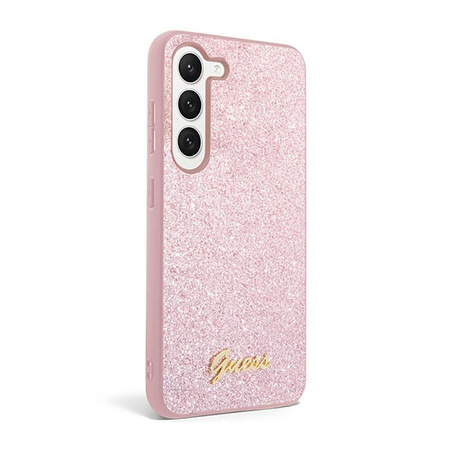 Guess Glitter Flakes Metal Logo Case - Samsung Galaxy S23 Case (pink)