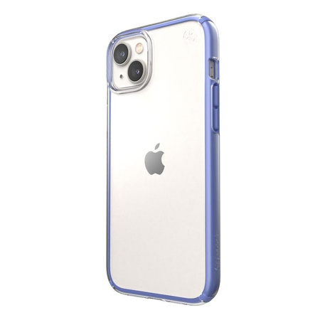 Speck Presidio Perfect-Clear with Impact Geometry - iPhone 15 Plus / 14 Plus Case with MICROBAN Coating (Clear / Grounded Purple)