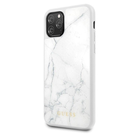 Guess Márvány edzett üveg keménytok - iPhone 11 Pro tok (fehér)