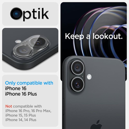 Spigen Optik GLAS.TR Camera Protector 2-Pack - ochranné sklo objektivu pro iPhone 16 / 16 Plus (2 ks) (Transparent)