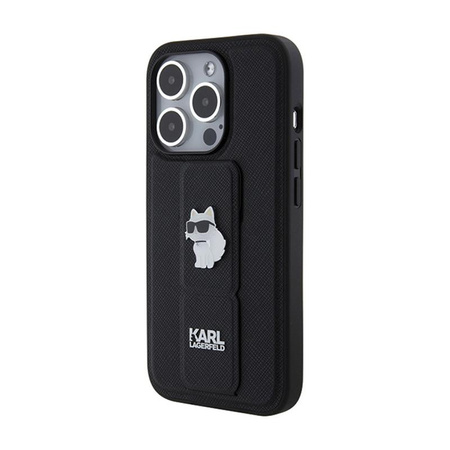 Karl Lagerfeld Gripstand Saffiano Choupette tűk - iPhone 15 Pro tok (fekete)