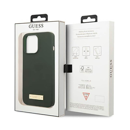 Guess Silicone Logo Plate MagSafe - Case for iPhone 13 Pro (Green)