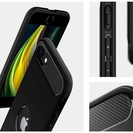 Spigen Rugged Armor - Tasche iPhone SE 2022 / SE 2020 / 8 / 7 (Schwarz)