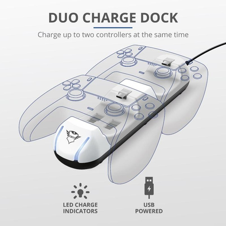 Trust GXT250 - Chargeur pour 2 pads PS5