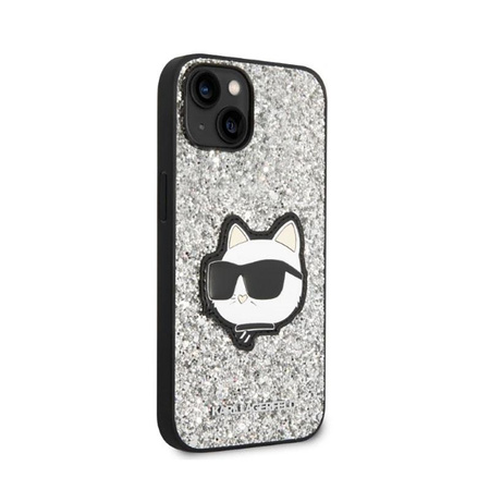 Karl Lagerfeld NFT Glitter Choupette Patch- Case for iPhone 14 Plus (Silver)