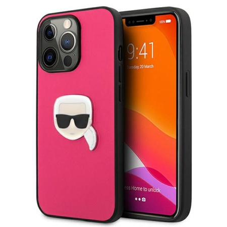 Karl Lagerfeld PU Leather Karl's Head Metal - iPhone 13 Pro Max Case (pink)
