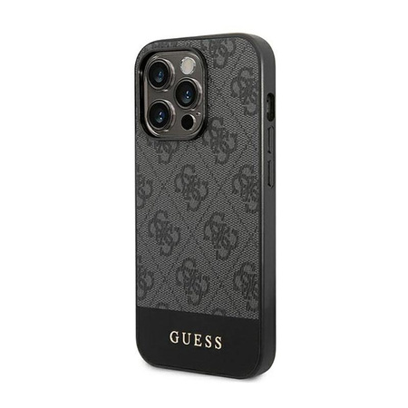 Guess 4G Bottom Stripe Metal Logo Collection - Etui iPhone 14 Pro Max (szary)