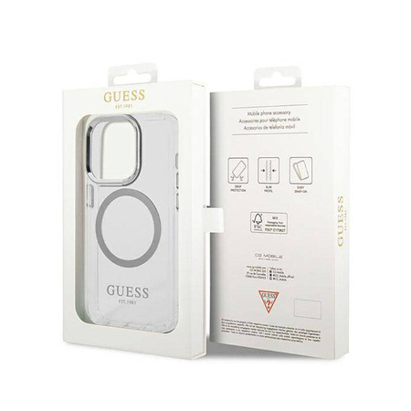 Guess GUHMP14XHTRMS iPhone 14 Pro Max 6,7" srebrny/silver hard case Metal Outline Magsafe