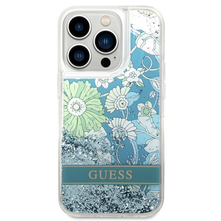 Guess Liquid Glitter Flower - Hülle für iPhone 14 Pro Max (Grün)