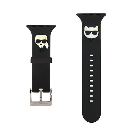 Karl Lagerfeld Silikonový řemínek Karl & Choupette Heads pro Apple Watch 42/44/45 mm (černý)