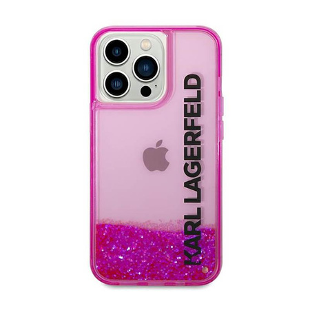 Karl Lagerfeld Liquid Glitter Translucent Elongated Logo Case - Hülle für iPhone 14 Pro Max (Pink)