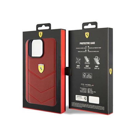 Ferrari Quilted Metal Logo - Hülle für iPhone 15 Pro Max (Rot)