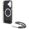 Guess Palm Trees Triangle Pearl Strap MagSafe - Hülle für iPhone 16 (schwarz)